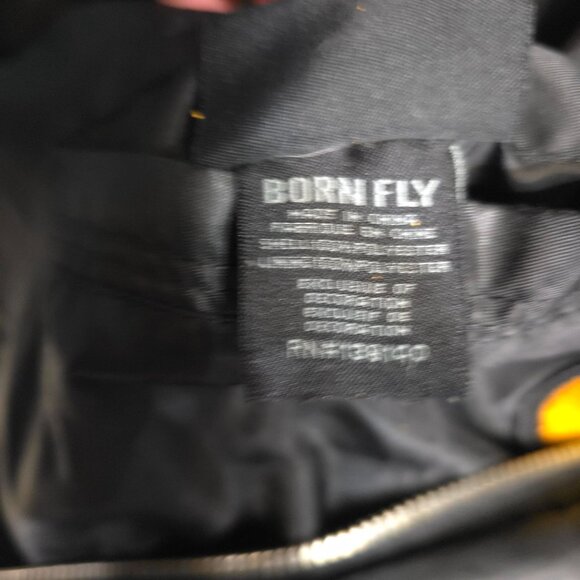 Born Fly Logo Puffer Jacket Size XL Reversible Black And White Flyest By Nature - Picture 15 of 15